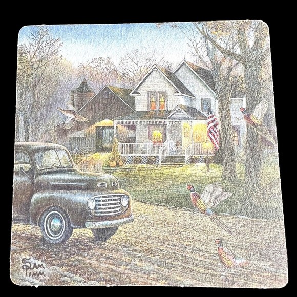 VTG Boys Town Coaster Set 8 Sam Timm 2-Side Cardboard Cabin Truck Lake Bird-Used - Picture 6 of 9